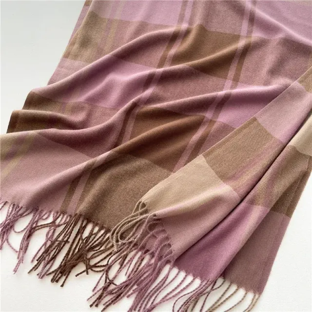 Luxury plaid winter cashmere scarf for women