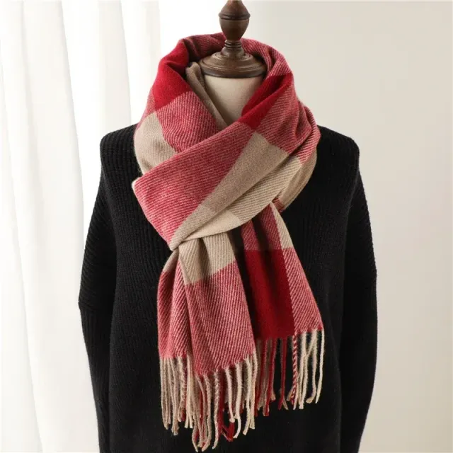 Luxury plaid winter cashmere scarf for women