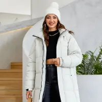 Women's winter hot long park with hood, top clothes for women, fashionable feather jacket, women's coat