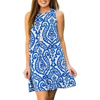 Women's Summer Dress Evaline - Blue White