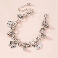 Butterfly bracelet female layered girl tassel fashion collarbone chain lady party European zinc alloy necklaces