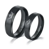 Pair of rings with motif of King and Queen Maighread - black