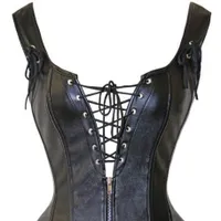 Stretch and zipper made of artificial leather Bustier Gothic corset