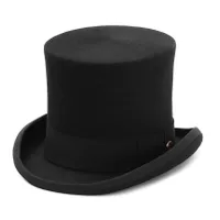 Black top hat 17 cm 100% wool felt