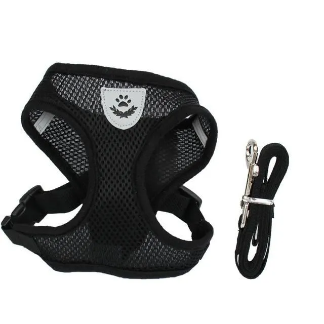 Adjustable cat harness black xl