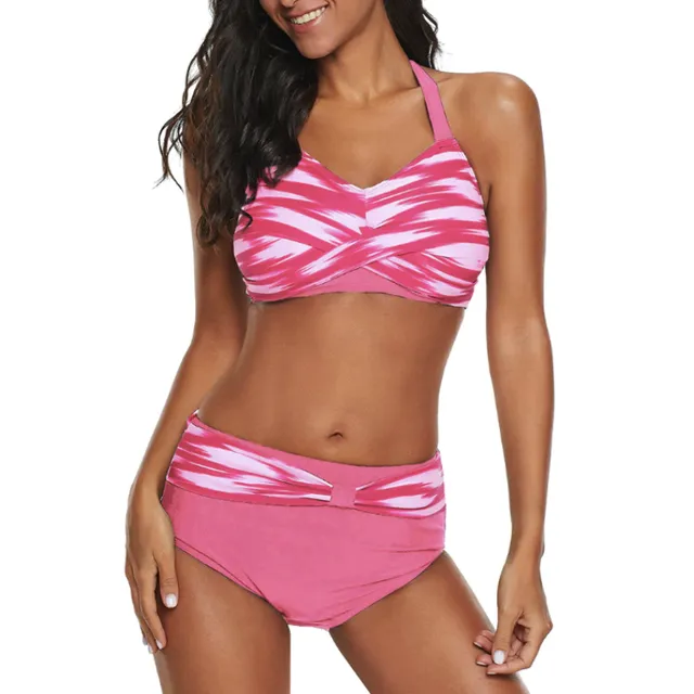 Two-piece sports swimsuit with pattern