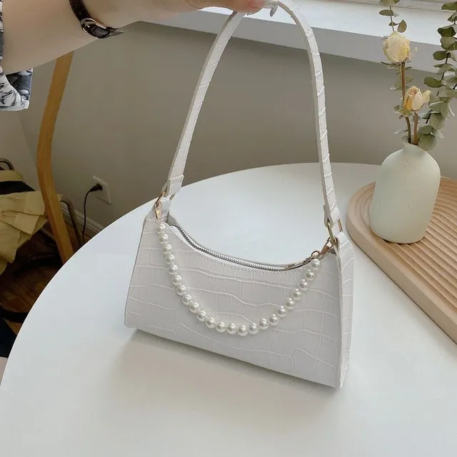 Moderná klasická luxusná originálna kabelka so zaujímavými perleťovými detailmi - rôzne farby