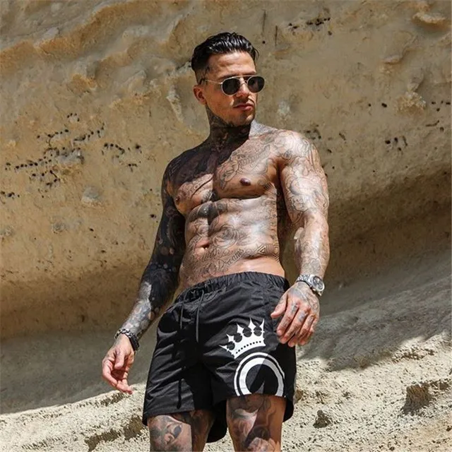 Men's sporty beach trendy swim shorts with print