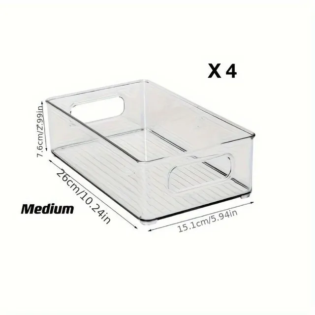 2/4/6pcs Storage boxes for fridge with transparent walls and handles