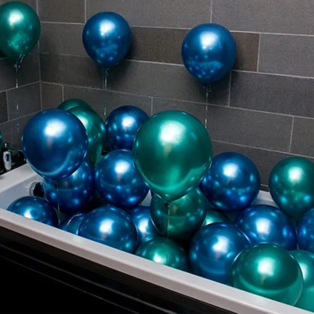 Gold metal latex balloons 12inch blue-green-2