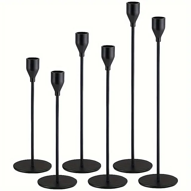 Original black-gold candlesticks for cone candles, for classic and LED candles, central points of the table and fireplace