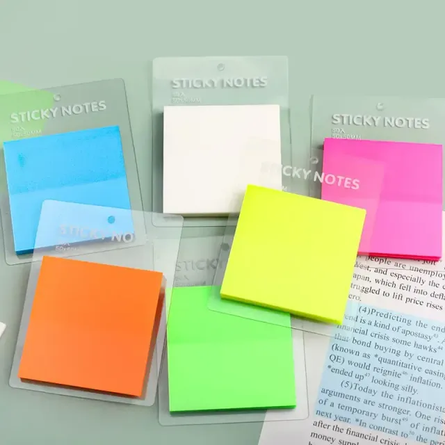 50 sheets of transparent waterproof colour self-adhesive note sheets