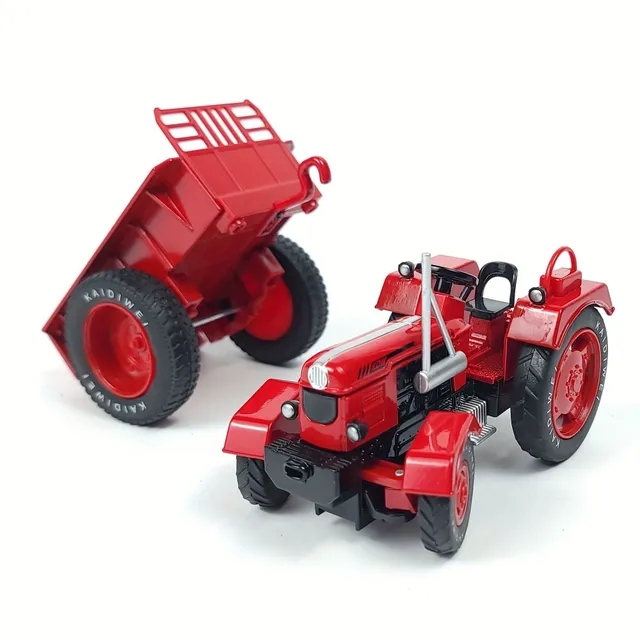 Tractor retro cu remorcă 1:18 - model metalic