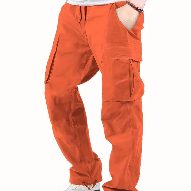 Men's cargo pants made of cotton, comfortable cut, straight pants, multifunctional pockets, ideal for outdoors and free