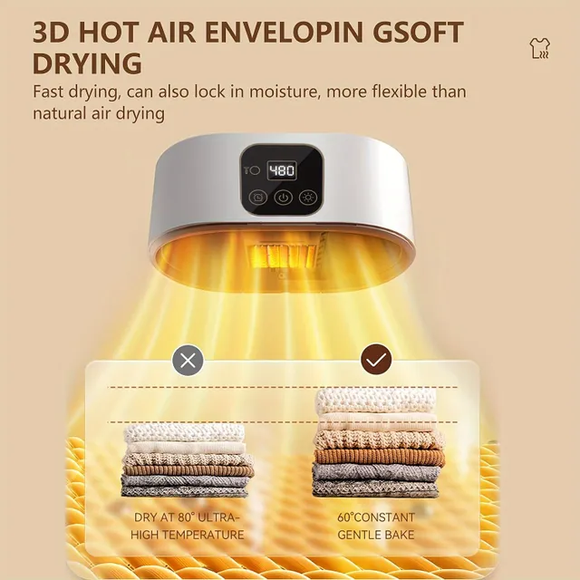 Sušiaca sušička s diaľkovým ovládaním - UV dezinfekcia + horúci vzduch, skladacie (Dom, Cestovanie)