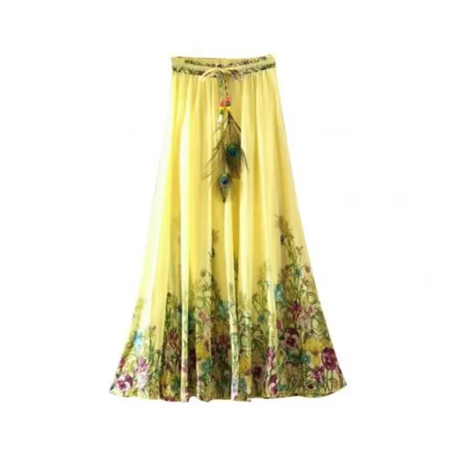 Women's summer long skirt with feather