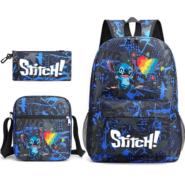 Set de papetărie Stitch - Rucsac și penal + geantă peste umăr