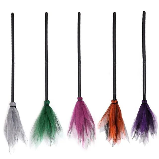 Colourful beautiful broom for Halloween witch costume