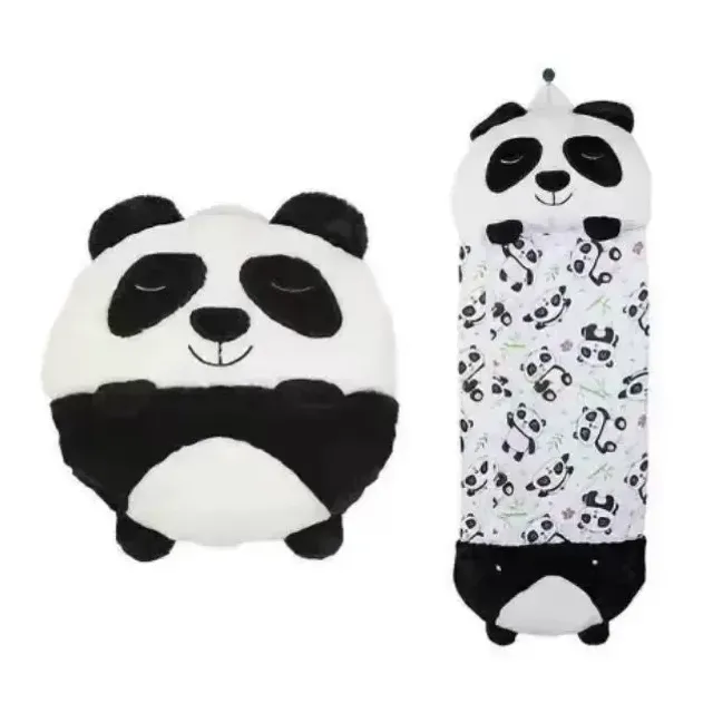 Children's sleeping bags with stuffed animal cushion and cartoon motif