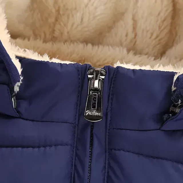 Children's winter thick hooded jacket with fur inside for boys and girls