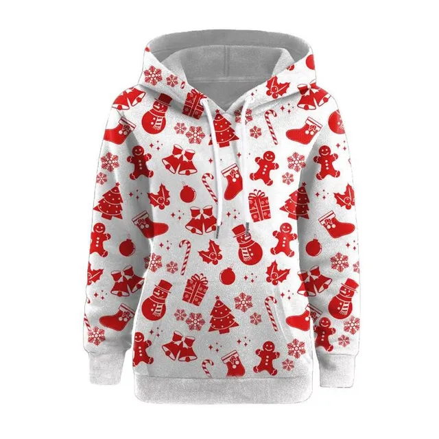 Women's fashion hoodie Denisse with hood and Christmas print