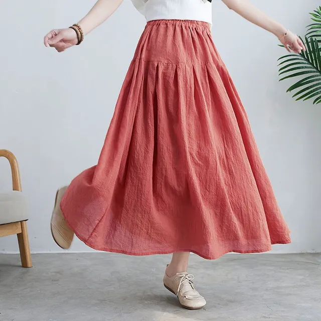 Women's Luxury Trends Modern Solid Color Long A skirt with High Waist