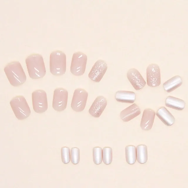 24-częściowy zestaw sztucznych paznokci z krótkim kwadratowym minimalistycznym pełnym kryciem
