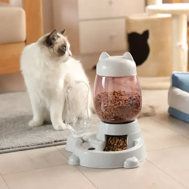 Poloautomatický podávač pre psy a mačky s dávkovačom vody a granúl
