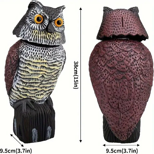 Bird and rodent scarer: Real Owl with Spinning Head 360°, Garden Decoration