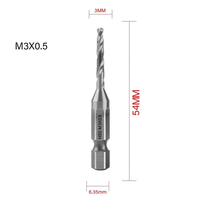 Burghiu cu impact cu șaibe hexagonale din titan HSS filet Metrice burghie cu impact Set șuruburi M3 M4 M5 M6 M8 M10 Unelte manuale