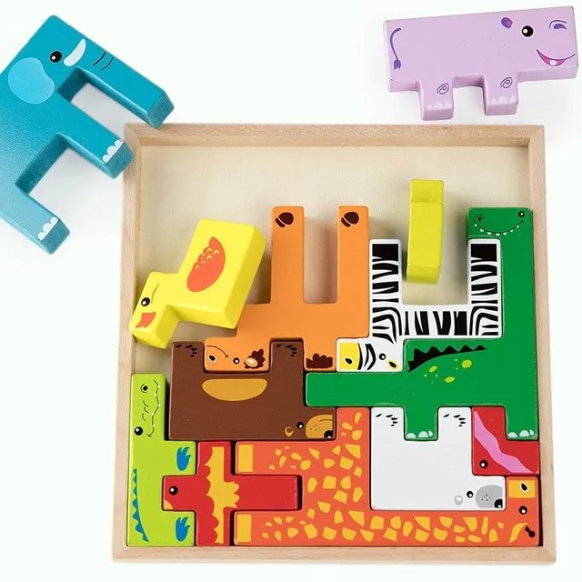 Puzzle din lemn cu animale