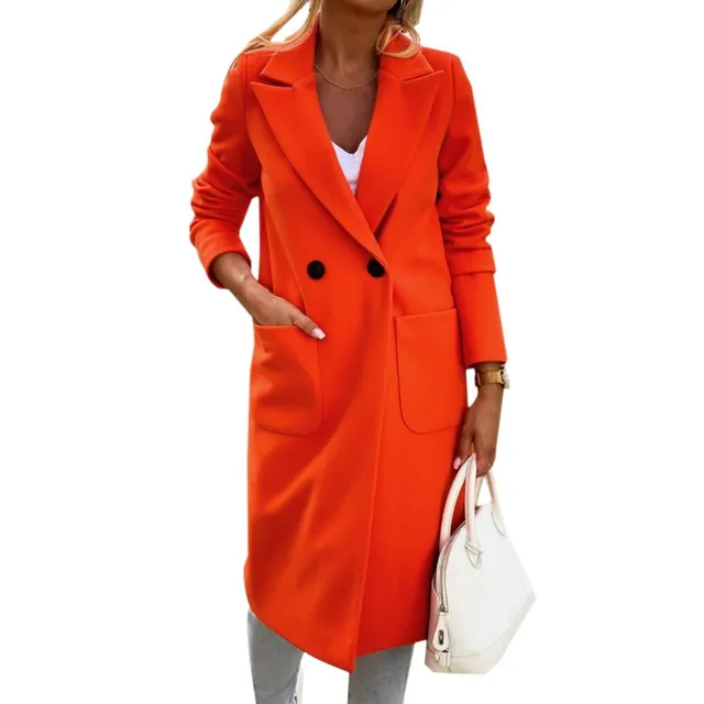 Women's elegant extended coat Layla orange2 5xl