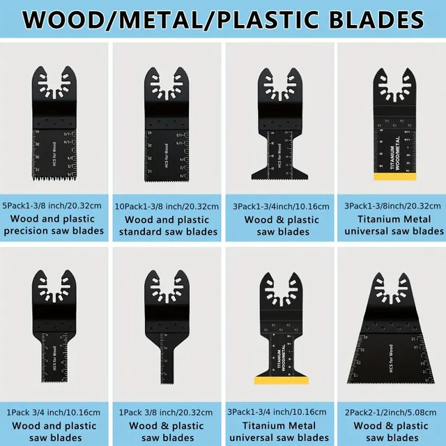 97 piece set of oscillating saw blades: Multifunctional BIM sheets for wood and metal + abrasive paper and fast-acting set of knives - Compatible with Dewalt, Ryobi, Milwaukee, Rockwell, Fein, Makita