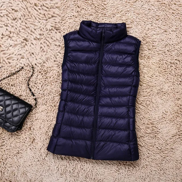 Beautiful ladies lightweight down vest Navy Blue M