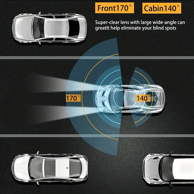 Camera auto pentru interior și exterior, 8,03 cm, 1080P, senzor G, vedere de noapte HD, înregistrare ciclică, unghi larg - DVR auto