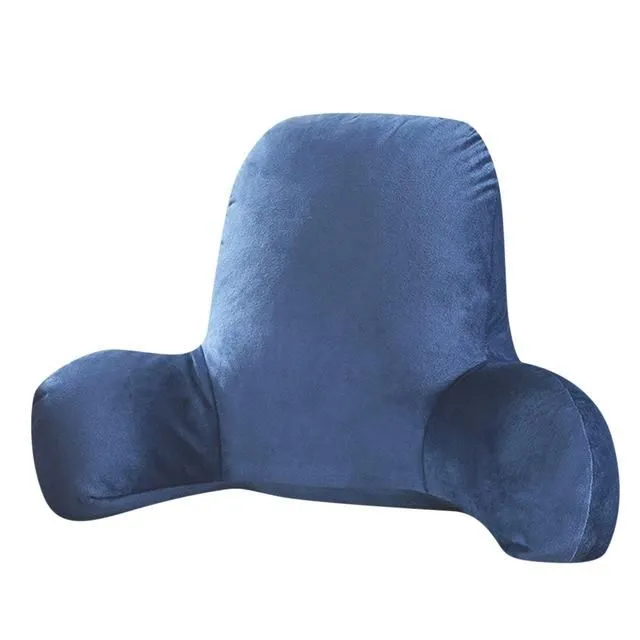 Huggilow reading cushion with armrest