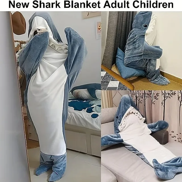 1pcs Shark Blanket For Adult Boys And Girls, Wearable Shark Blanket, Shark Sleeping Bag, Christmas Gift