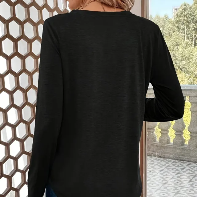 Single color jersey with V-neck and long sleeve for spring and autumn