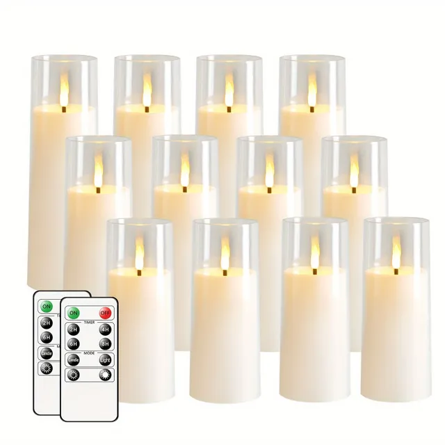 Dancing flames without risk: LED candle with remote control and timer (white) (d2.3"x5"5"6"7") - Christmas, Halloween, wedding