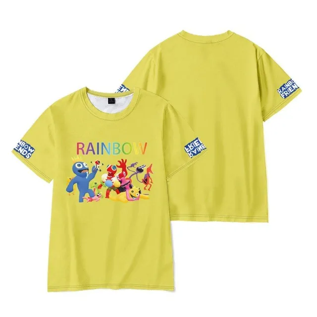 Children's trendy short sleeve T-shirt with Rainbow Friends print