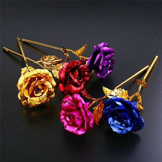 Artificial colored roses with gold color