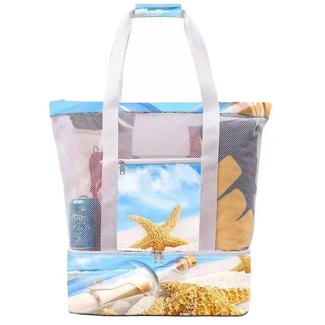 Originální letní moderní plážová taška přes rameno se síťovaným designem
