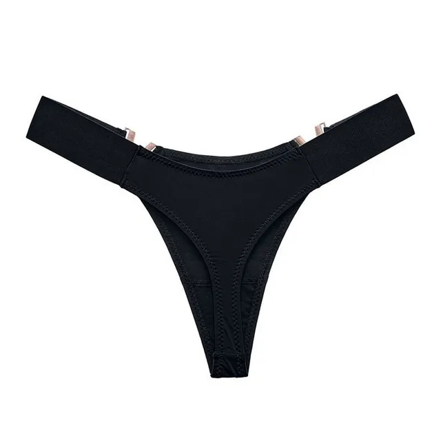 Ladies sexy thong with decorative gold buckle on the sides