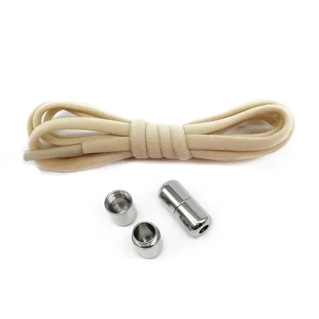 Stylish shoelaces with metal clamping khaki