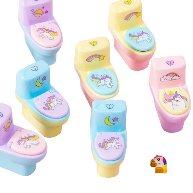 Manual pencil sharpener in the shape of toilet Baby sharpener with unicorn theme Pencil sharpener in unicorn shape Pencil sharpener with rubber for children