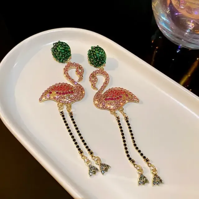 Women's hanger earrings flamingos