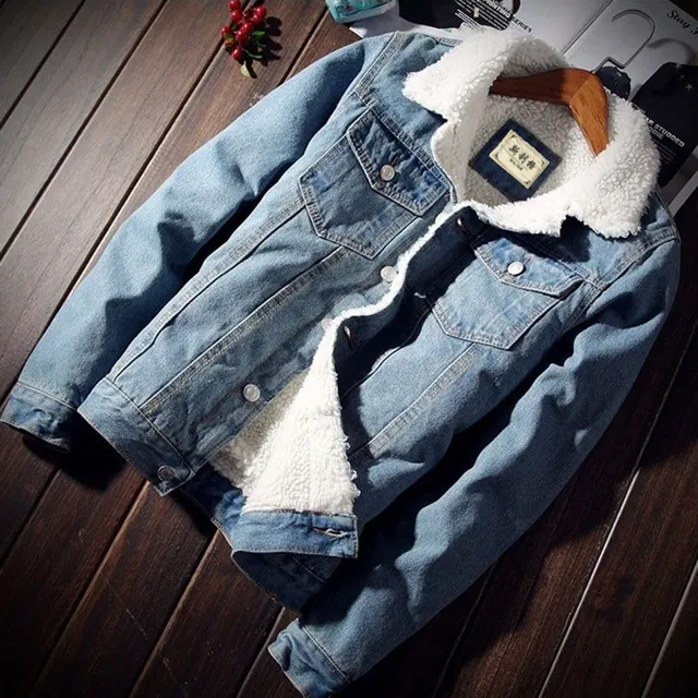 Dámská denim sherpa Jaqueta