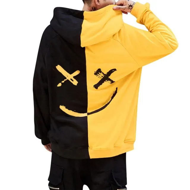 Unisex stílusos kapucnis pulóver Smile yellow 3xl