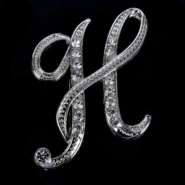 Luxurious women's brooch clip with English letter A-Z made of crystals and rhinestones