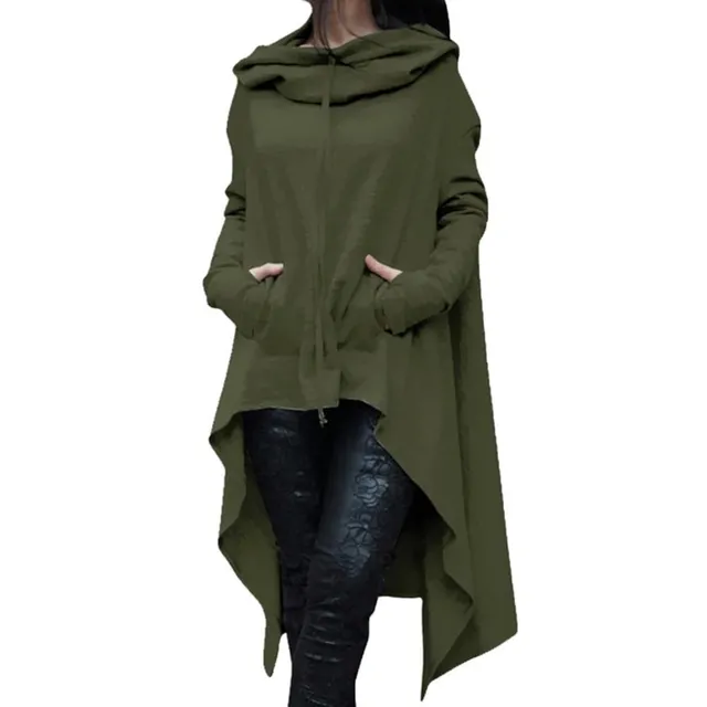 Ladies irregular hooded sweater